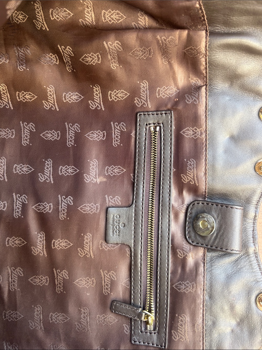 Gucci Brown Monogram Fringe Tote with Gold Accents - Picture 2 of 10